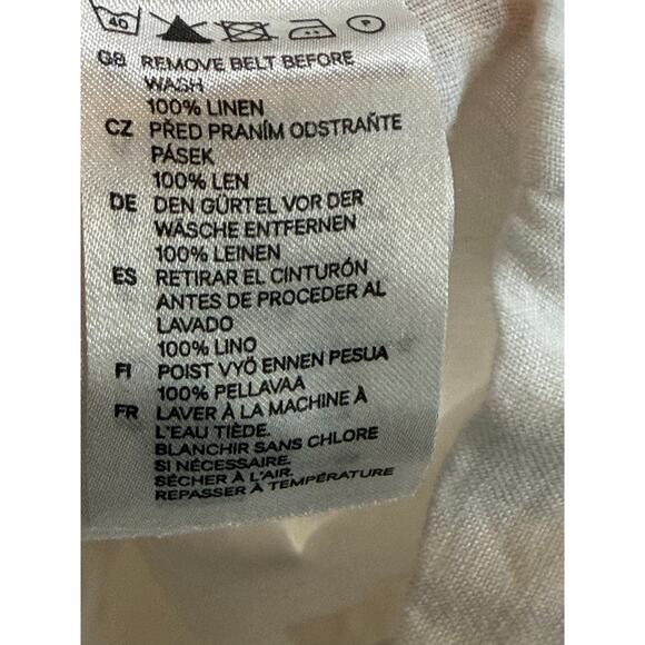 H & M 100% LINEN WHITE WIDE LEG PANTS WOMENS SIZE 6 - Picture 5 of 6